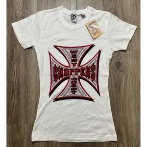 Vintage Y2K West Coast Choppers White Women T Shirt Size‎ S